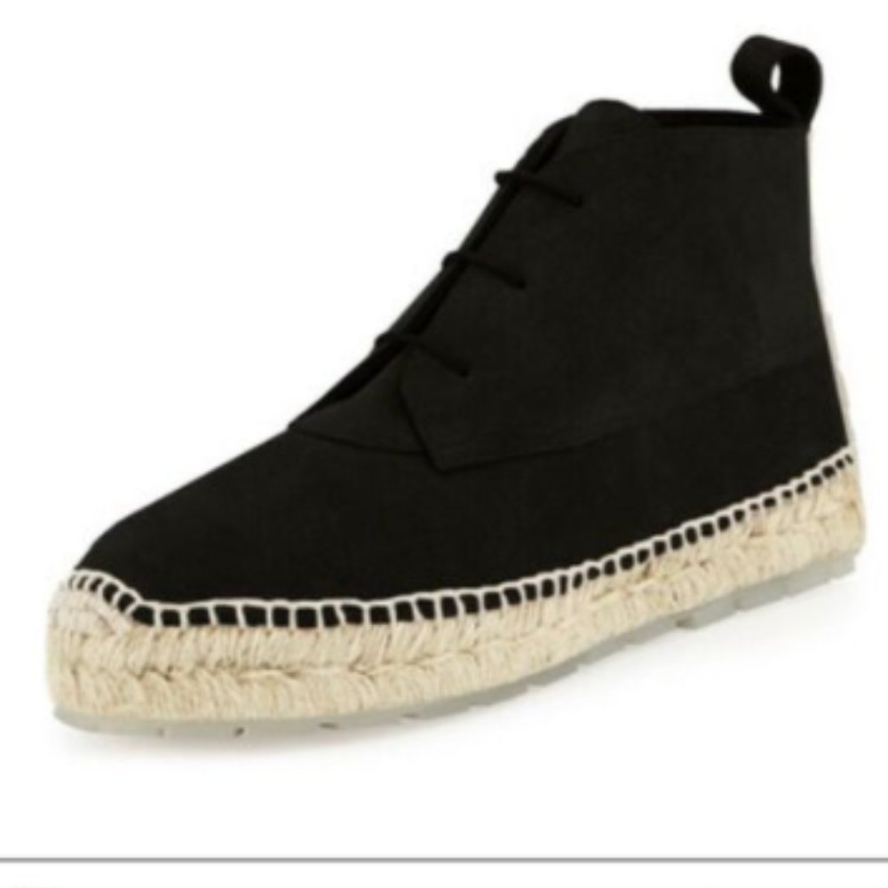 Balenciaga Suede Espadrille Ankle Boot, Black, 39